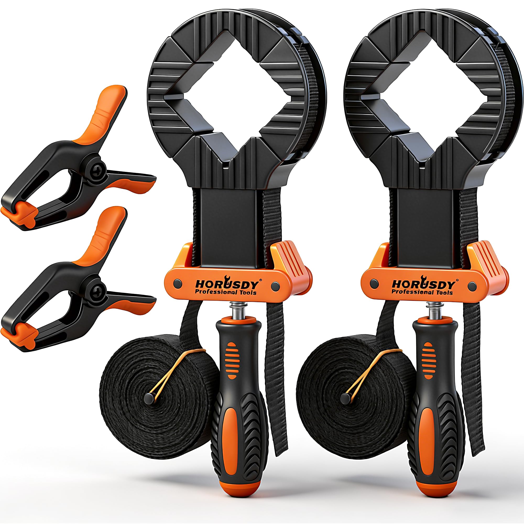 HORUSDY 4-Piece Band Clamp, Woodworking Frame Clamp Strap Holder